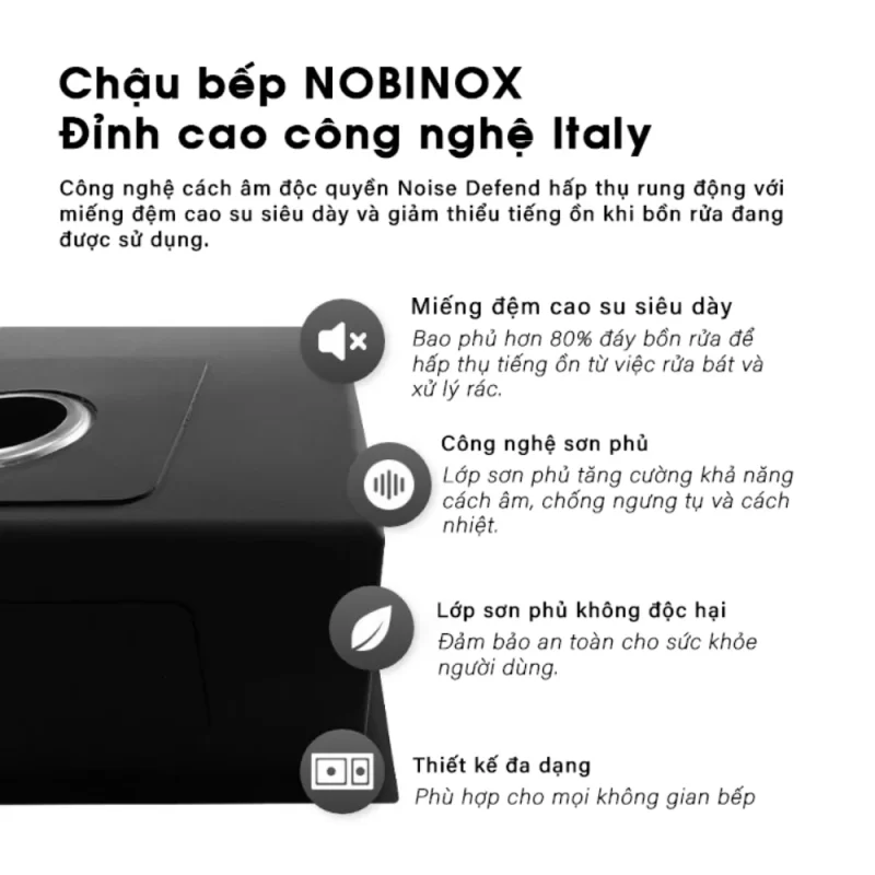 Chậu rửa bát NoBiNox HIGON NH905 24 Chậu rửa bát NoBiNox HIGON NH905