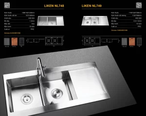 Chậu rửa bát NoBiNox LIKEN NL748 - chau rua bat nobinox liken nl748 6