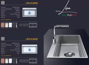 Chậu rửa bát NoBiNox LIRA NJ564D - chau rua bat nobinox lira nj564d 1