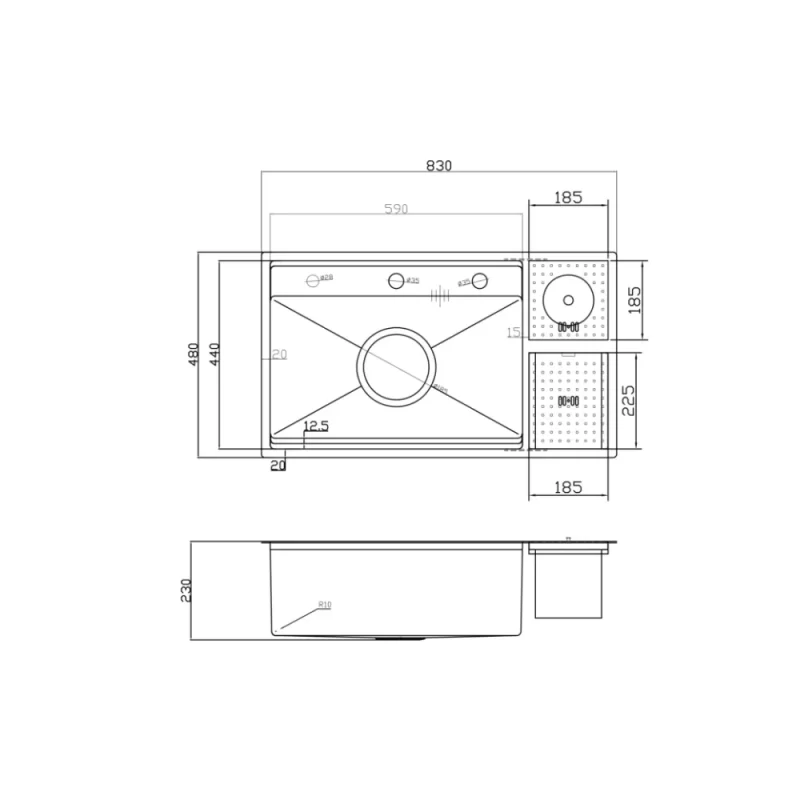 Chậu rửa bát NoBiNox LUMIA NJ510B 25 Chậu rửa bát NoBiNox LUMIA NJ510B