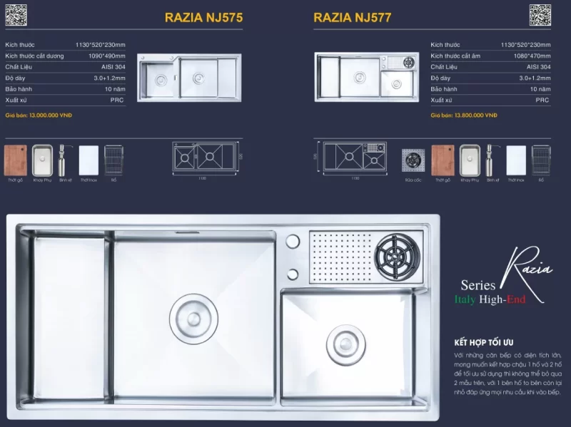 Chậu rửa bát NoBiNox RAZIA NJ575 - chau rua bat nobinox razia nj575 1