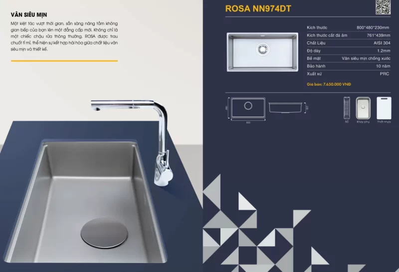 Chậu rửa bát NoBiNox ROSA NN974DT 20 Chậu rửa bát NoBiNox ROSA NN974DT