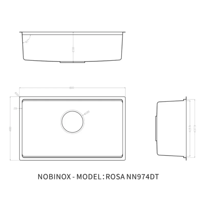 Chậu rửa bát NoBiNox ROSA NN974DT 19 Chậu rửa bát NoBiNox ROSA NN974DT