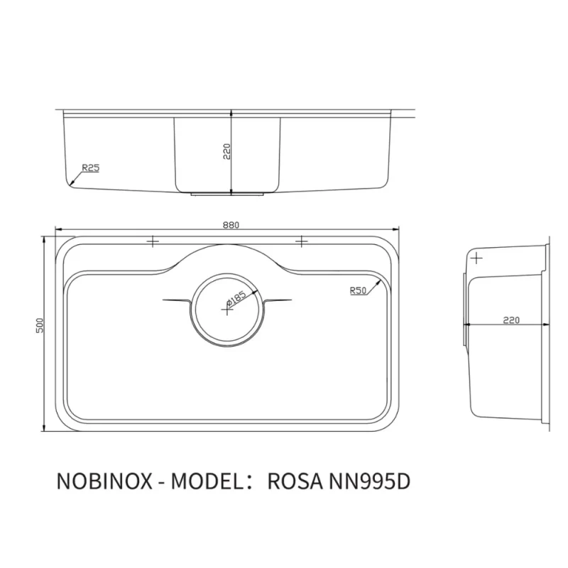 Chậu rửa bát NoBiNox ROSA NN995D 15 Chậu rửa bát NoBiNox ROSA NN995D