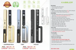 Khóa vân tay cửa nhôm Kassler KL-599 CNC-01 CHAMPAGNE GOLD APP, Face ID tiêu chuẩn Đức - khoa van tay kassler kl 599 cnc 01 champagne gold 1