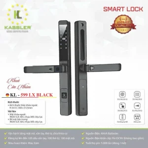 Khóa vân tay cửa nhôm Kassler KL-599 LX BLACK APP, Remote tiêu chuẩn Đức - khoa van tay kassler kl 599 lx black app remote5