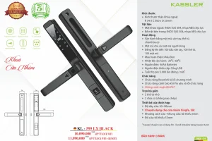Khóa vân tay cửa nhôm Kassler KL-599 LX BLACK APP, Remote tiêu chuẩn Đức - khoa van tay kassler kl 599 lx black app remote6