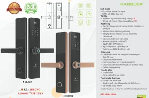 Khóa vân tay Kassler KL-608 CNC Black App tiêu chuẩn Đức - khoa van tay kassler kl 608 cnc black