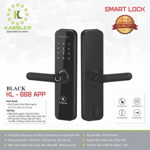 Khóa vân tay Kassler KL-668 BLACK APP, Remote tiêu chuẩn Đức - khoa van tay kassler kl 668 black4