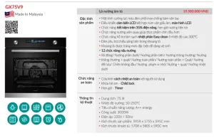 Lò nướng âm tủ GrandX GX75V9 - lo nuong am tu grandx gx75v9 1