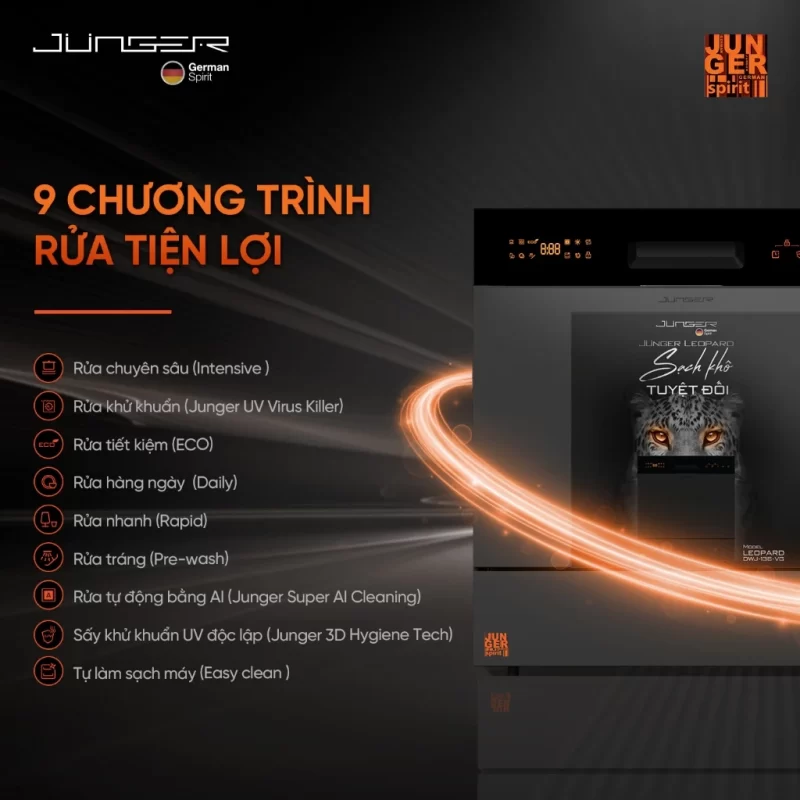 Máy rửa bát Junger Leopard DWJ-136-VG 21 Máy rửa bát Junger Leopard DWJ-136-VG