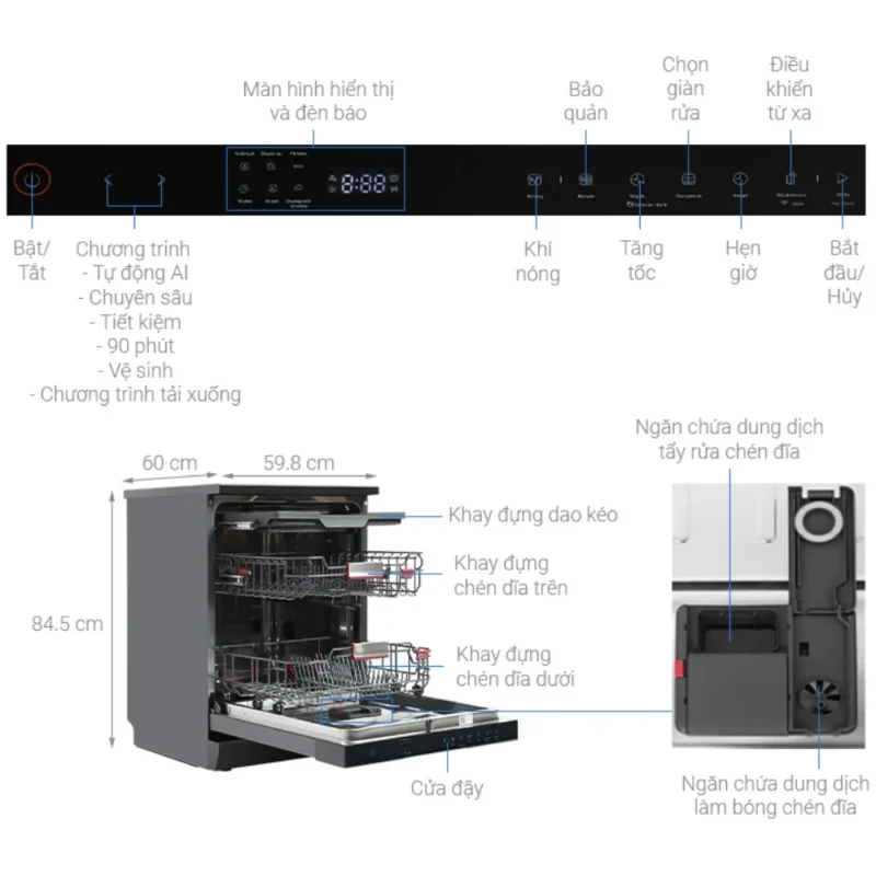 Máy rửa chén Toshiba DW-15F7(G)-VN - may rua chen toshiba dw 15f7g vnn1
