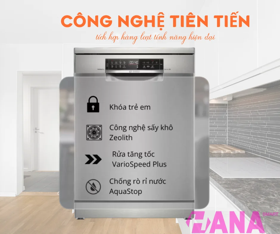 Máy rửa bát BOSCH SMS6ZCI49E Serie 6 Sấy ZEOLITH