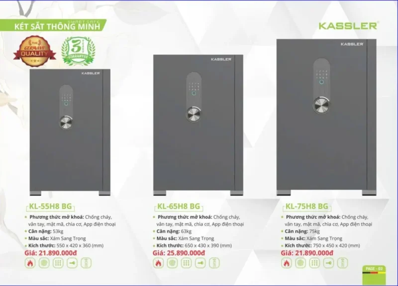 Két sắt thông minh Kassler KL-75H8 BG 7 Két sắt thông minh Kassler KL-75H8 BG