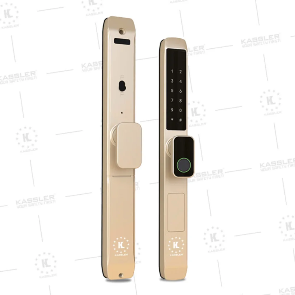 Khóa vân tay cửa nhôm Kassler KL-599 TN Champagne Gold App tiêu chuẩn Đức