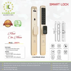 Khóa vân tay cửa nhôm Kassler KL-599 TN Champagne Gold App tiêu chuẩn Đức - khoa van tay kassler kl 599 tn champagne gold app 4
