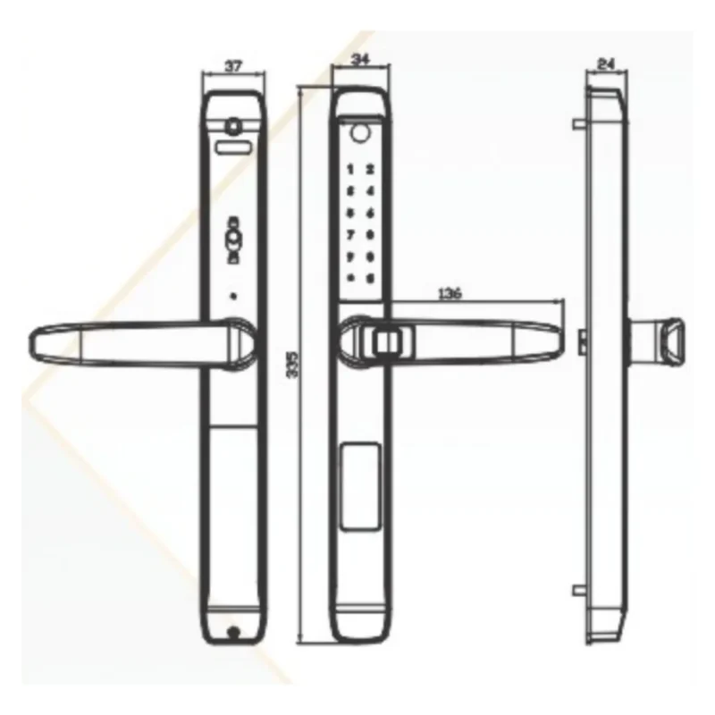 Khóa vân tay cửa nhôm Kassler KL-599TD Black APP tiêu chuẩn Đức - khoa van tay kassler kl 599td black app 2