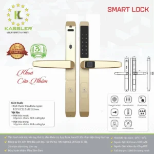 Khóa vân tay cửa nhôm Kassler KL-599TD Champagne Gold App tiêu chuẩn Đức - khoa van tay kassler kl 599td champagne gold app 1