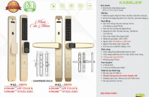 Khóa vân tay cửa nhôm Kassler KL-599TD Champagne Gold App tiêu chuẩn Đức - khoa van tay kassler kl 599td champagne gold app 4