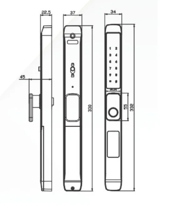Khóa vân tay cửa nhôm Kassler KL-599TD Plus App tiêu chuẩn Đức 9 Khóa vân tay cửa nhôm Kassler KL-599TD Plus App tiêu chuẩn Đức