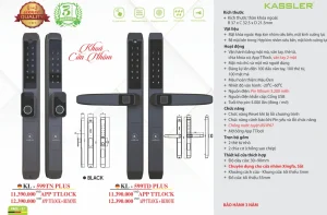 Khóa vân tay cửa nhôm Kassler KL-599TD Plus App, Remote tiêu chuẩn Đức - khoa van tay kassler kl 599td plus app remote 1
