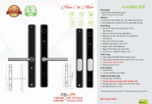 Khóa vân tay cửa nhôm Kassler KL-599I APP, REMOTE tiêu chuẩn Đức - khoa van tay kassler kl 599i app remote 5