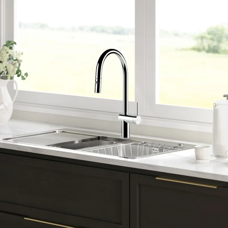 Vòi rửa chén KONOX Resta Chrome 8 Vòi rửa chén KONOX Resta Chrome