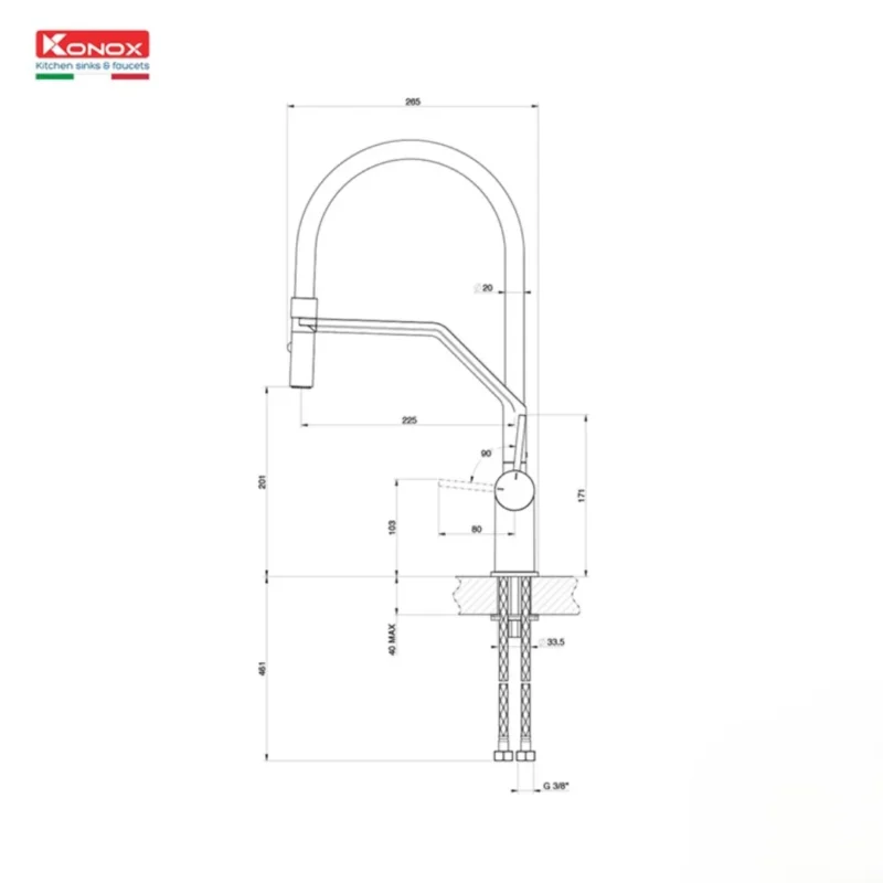 Vòi rửa chén KONOX Resta Grey