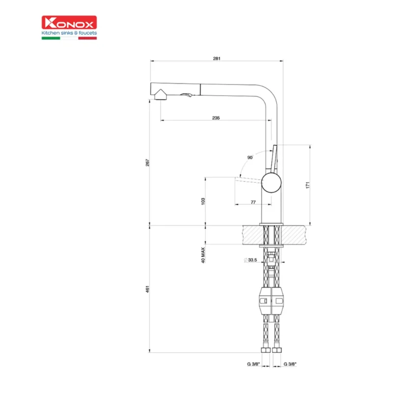 Vòi rửa chén KONOX Stella Grey