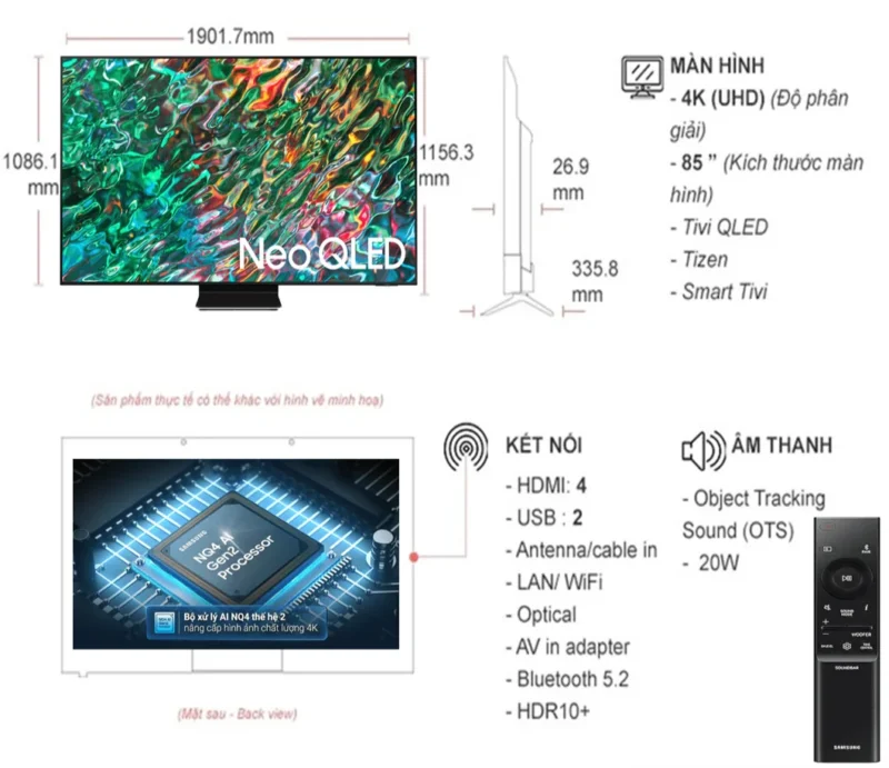 Smart Tivi Samsung Neo QLED 4K 85 Inch QA85QN85F