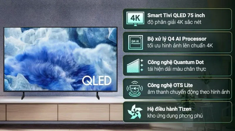 Smart Tivi Samsung QLED 4K 75 Inch QA75Q8FA