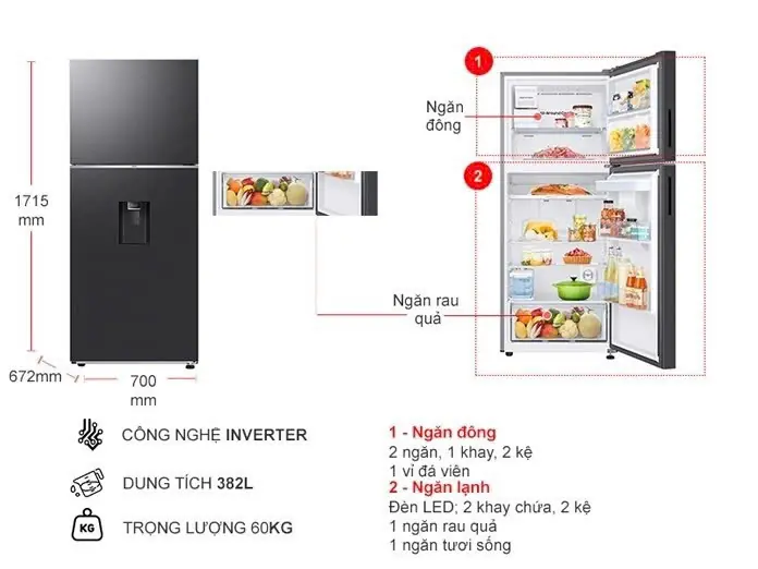 Tủ lạnh Samsung Inverter 382 lít RT38CG6584B1SV 20 Tủ lạnh Samsung Inverter 382 lít RT38CG6584B1SV