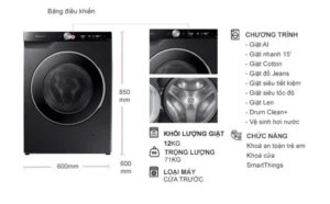 Máy giặt Samsung Inverter 12 kg WW12CG604DLBSV