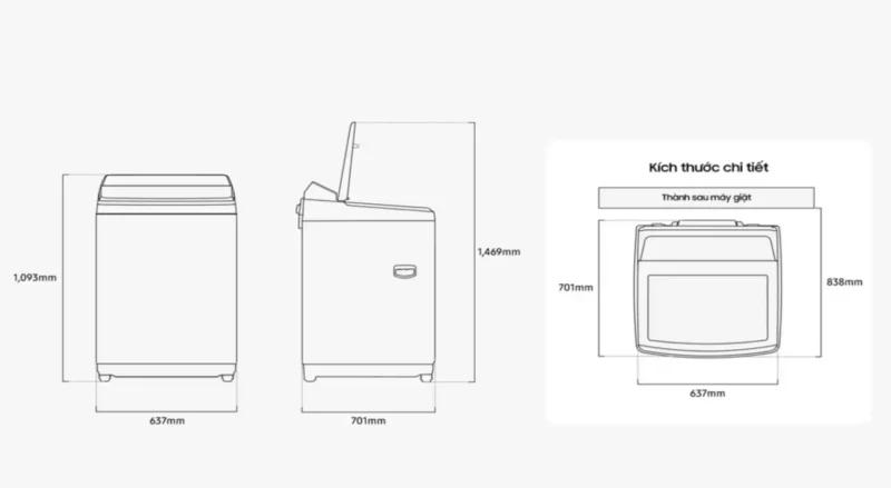 Máy giặt Samsung Inverter AI 21 kg WA80F21B9BSV