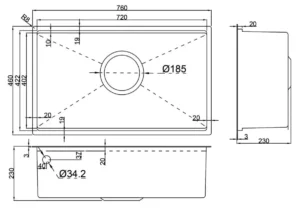 CHẬU RỬA BÁT 1 HỐ GARIS GS11.76D