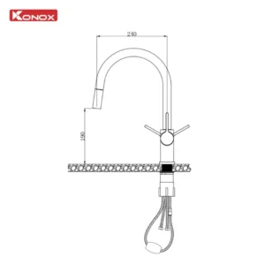Vòi rửa bát dây rút Konox Alto Smart Chrome