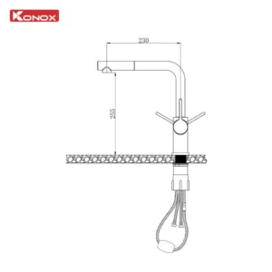 Vòi rửa bát dây rút Konox Lumo Smart Chrome