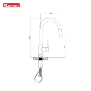 Vòi rửa bát dây rút Konox Reno Smart 7 Vòi rửa bát dây rút Konox Reno Smart