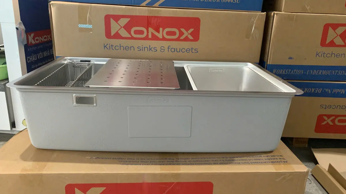 Chậu rửa bát chống xước Konox Dekor 8044SU 7 Chậu rửa bát chống xước Konox Dekor 8044SU