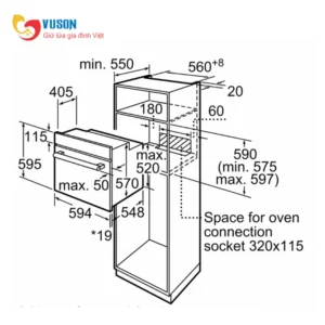 Lò nướng âm tủ Bosch HBF512BS1H 66L - series 2