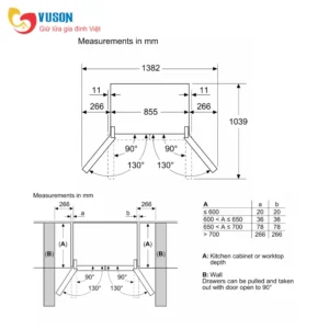 TỦ LẠNH SIDE BY SIDE BOSCH KMC85LBEA SERI 4 550L