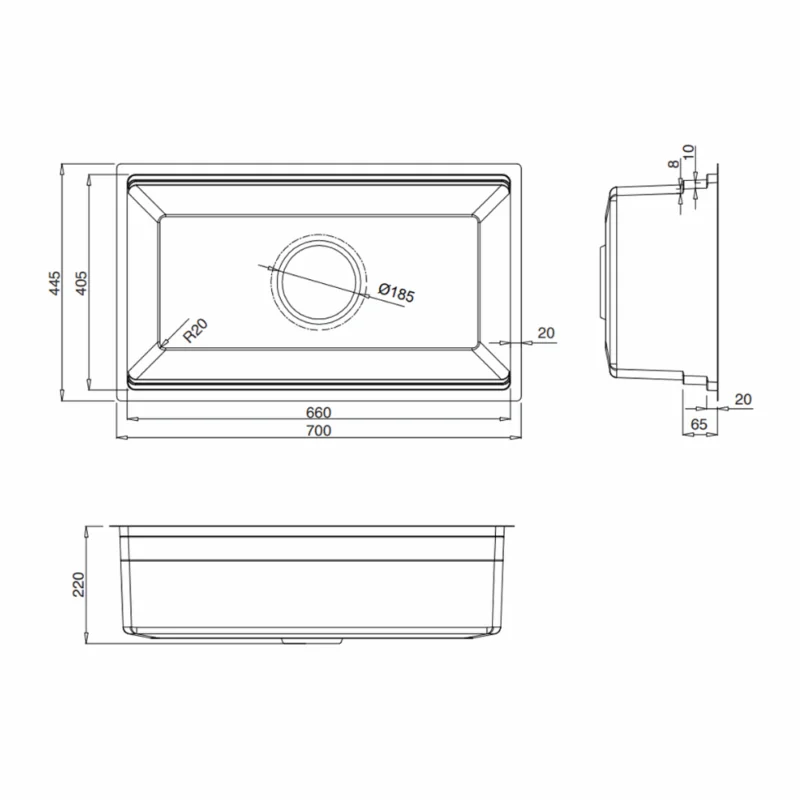 Chậu rửa bát KLUGER KG7044FS BS 14 Chậu rửa bát KLUGER KG7044FS BS