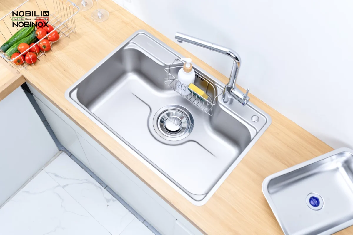 Chậu rửa bát NoBiNox LIKEN NL724D Tặng kèm vòi 5 Chậu rửa bát NoBiNox LIKEN NL724D Tặng kèm vòi