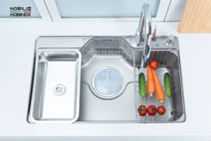 Chậu rửa bát NoBiNox LIKEN NL725D Tặng kèm vòi 18 Chậu rửa bát NoBiNox LIKEN NL725D Tặng kèm vòi