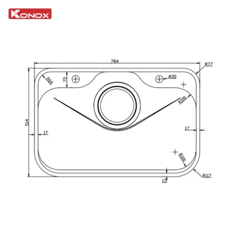 Chậu rửa bát phong cách Nhật chống xước Konox Tari Smart 7851 14 Chậu rửa bát phong cách Nhật chống xước Konox Tari Smart 7851