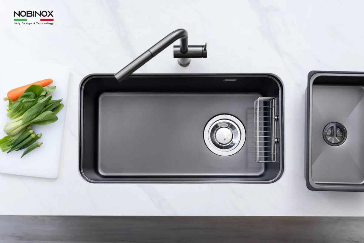 CHẬU RỬA BÁT 1 HỐ NOBINOX NOVA A284B 5 CHẬU RỬA BÁT 1 HỐ NOBINOX NOVA A284B TẶNG KÈM VÒI
