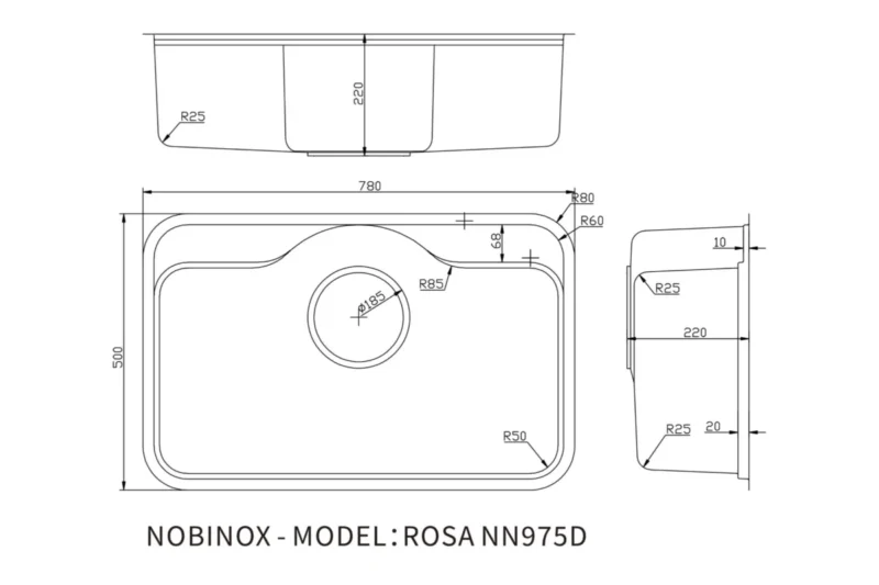 CHẬU RỬA BÁT NOBINOX ROSA NN975D TẶNG KÈM VÒI