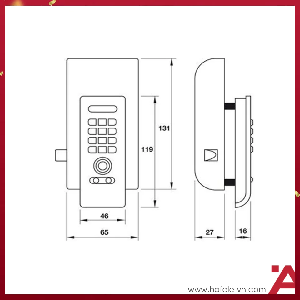 Khóa Tủ Điện Tử Hafele EL3300-TK 2 Khóa Tủ Điện Tử Hafele EL3300-TK