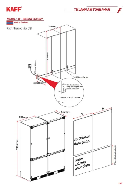 Tủ Lạnh KAFF KF-BI438W LUXURY