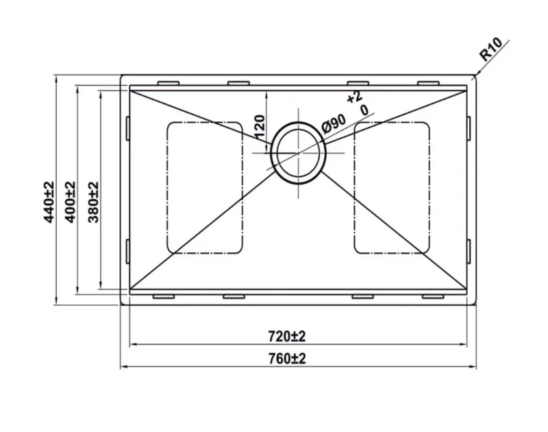 CHẬU RỬA CHÉN INOX WF R10 HS25-SSN1S-7644 HAFELE 567.24.486